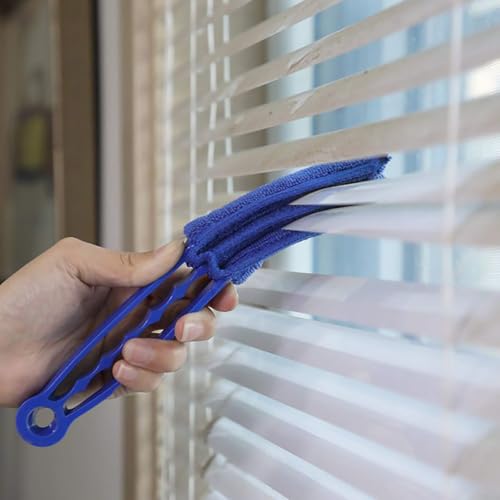 Universal Window Shutter Cleaning Brush, 2 PCS Venetian Blind Cleaner Brush, Microfiber Duster Tool for Window Blinds,Air Vents, Keyboard, Car AC, Washable Reusable Gap Cleaning Brushes (Blue) - color: Blue