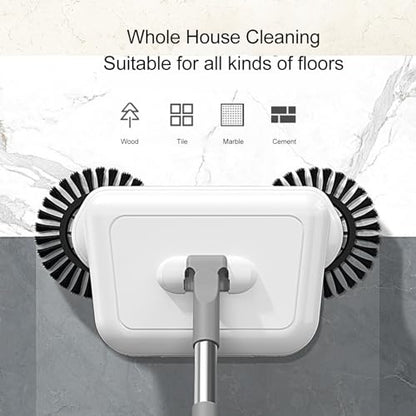 Manual Carpet Sweeper, Non Electric Floor Cleaner with Dual Brush Hand Push Floor Sweeper Mop Broom for House Office Kitchen