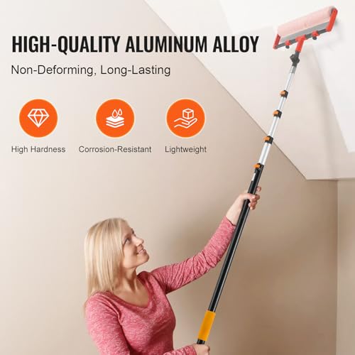 VEVOR Telescopic Extension Pole, 7-30 FT Multi-Purpose Extension Pole, Sturdy Aluminum Alloy Paint Extendable Pole with Flip-Lock Design, Telescopic Pole for Painting, Dusting and Cleaning - style: 7-30 FT
