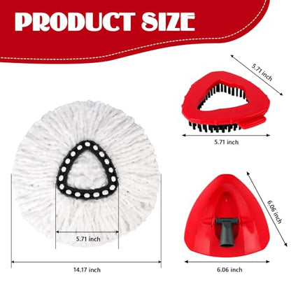 3 Pack Spin Mop Replacement Head for O-Ceda EasyWring 1-Tank System, 3 Microfiber Spin Mops Refills,1 Scrubber Head,1 Triangle Spin Base,Deep Clean,Machine Washable and Easy to Replace - size: White-3P