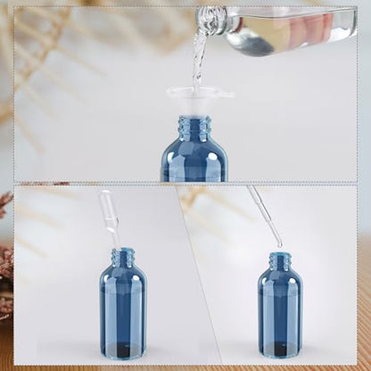 Wedama 2 oz Mini Glass Spray Bottles, Empty Small Spray Bottles with Funnel Dropper, Fine Mist for Hair, Travel, Plants, Cleaning Solutions and Skin Care (4 Pack Indigo Blue) - color: Indigo Blue, size: 2 Ounce (Pack of 4)