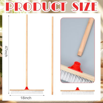 6 Pack 18 Inches Push Broom Outdoor Heavy Duty Multi-Surface Garden Brush Broom with 47" Long Handle Floor Scrub Brush for Deck Driveway Patio Garage Yard Concrete Floor Cleaning