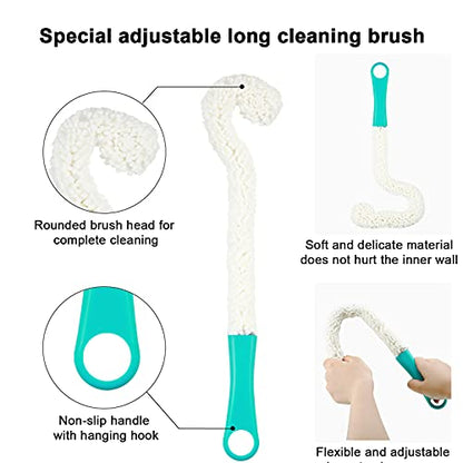 Boao 3 Pcs Decanter Cleaning Brush Wine Glass Decanter Flexible Bottle Brush Set with Cleaning Beads Household Tools for Bottle Goblets Glasses Cups (Blue) - color: Green