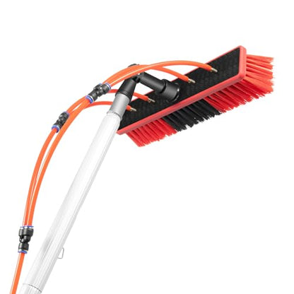 24ft Water Fed Pole Kit, Window Cleaning Poles, Adjustable Solar Panel Cleaning Pole, Extendable Telescopic Pole Water Fed Outdoor Window Washing, Water Fed Cleaning Brush for Roofs