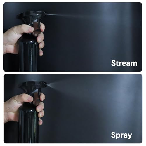 OFFIDIX Glass Spray Bottles for Cleaning,16 OZ 2 Pack Continuous Empty Water Mister Spray Bottles for Hair,Plants Mister,Adjustable Nozzle,Amber and Black - color: Amber+Black