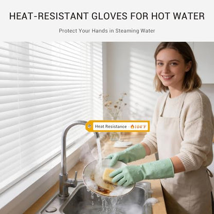 ThxToms 4 Pairs Reusable Rubber Gloves, 13" Natural Latex, 10mil Thick Heavy Duty Dishwashing & Cleaning Gloves, Non-Slip Grip, Multi-Color, Ideal for Kitchen, Bathroom, Car, & Garden Cleaning, Large - size: Small