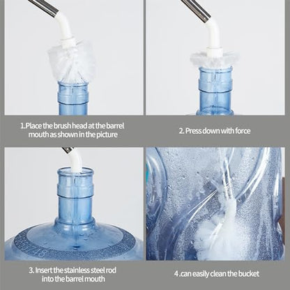 Stainless Steel Water Bucket Bottle Brush, Long Handle Scrubbing Brush, Suitable for Cleaning 1 to 5 Gallon Buckets, Bendable Replaceable Brush Head Bottle Cleaning Brush (17in Handle)