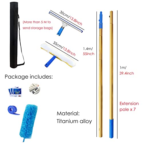 Window Washing Kit with Extension Pole, Window Cleaning Tool & Window Washer Squeegee, for Commercial Hotels Household (Size : Length 8.5m/334.6inch/27.9ft) - size: Length 8.5m/334.6inch/27.9ft