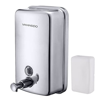 Commercial Soap Dispenser Wall Mount Stainless Steel Manual Liquid Pump Rust-Proof Leak Free for Bathroom (37 fl.oz./1100ml) - size: 37 fl oz