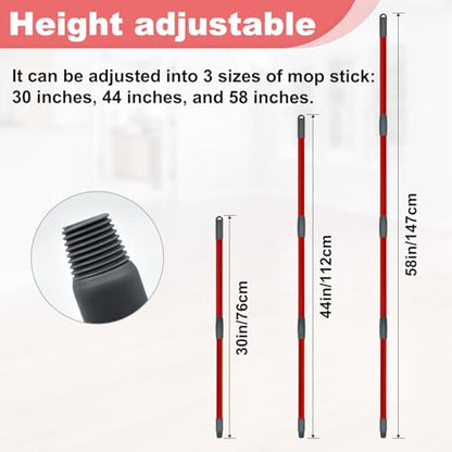 Mop Handle for Ocedar,Spin Mop Replacement Head Base Compatible with O Cedar,4-Section Spin Mop Handles and Base for EasyWring Spin Mop - color: RED-2