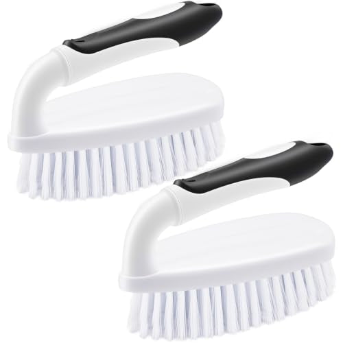 Scrub Brushes for Cleaning Bathtub Scrubber Heavy Duty Scrub Brush with Handle Stiff Bristle Cleaning Brush for Shower, Kitchen, Sink, Bathroom, Floor (Black) - color: Black
