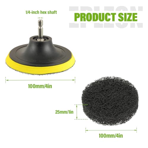 4 Inch Drill Brush Scrub Pads Cleaning Kit, 5X Faster Cleaning, Reusable Double Sided Scrub Pad for Bathroom Shower Tub Tile Grout Kitchen Toilet Hard Surfaces, 9 Pack(Black) - color: Black