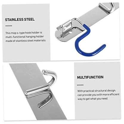 Cabilock Mop Holder Mop Steel S-type Hook Wall-mounted S-type Mop Hook Practical S-type Mop Hook Heavy-duty S-type Mop Hook S-type Mop Wall-mounted Hook S-type Mop Heavy-duty Hook - size: 24X9X2CM