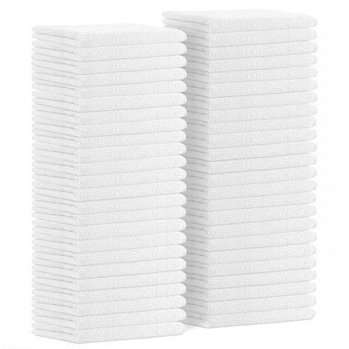 Avalon Towels Microfiber Cleaning Cloths (Value Pack of 48) - Size 16 x 16 Inches, Highly Absorbent Cleaning Rags, Lint Free, Reusable and Washable, Microfiber Towels for Cars - color: White, size: Pack of 48 - 16x16 Inches