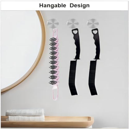 Crevice Cleaning Brush Hard Bristle Grout Brush Scrub Brush Toilet Brush Cleaning Tools Cleaning Supplies for Household Use Bathroom Kitchen 3 Pcs (Black&Pink) - color: Black&pink