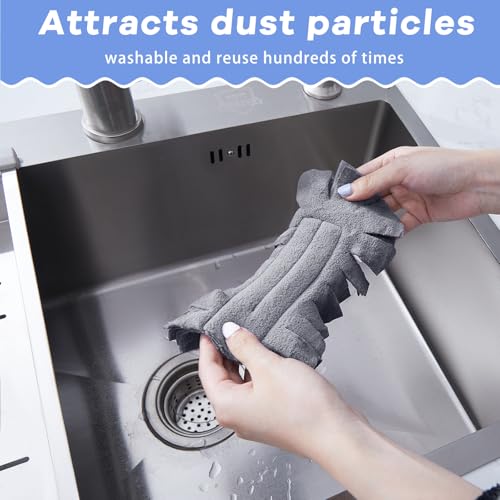 Zubebe 12 Pcs Duster Refill Reusable Fleece Duster Refills Feather Flat Dusters Multi Surface Washable Cleaning Pads Tools for Home, Blinds, Car, Pet, Furniture, Fans (Bright Color) - color: Bright Color