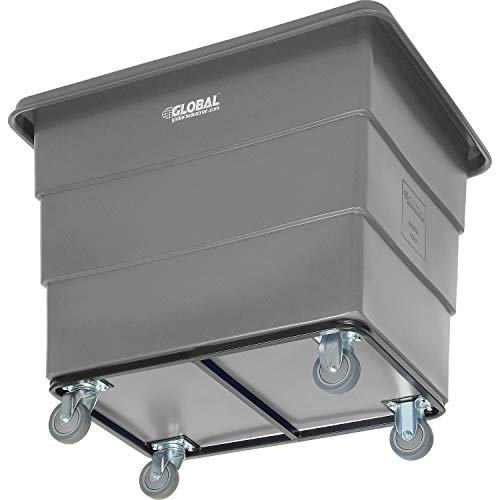 Global Industrial 12 Bushel Plastic Bulk Box Truck, Steel Chassis Base, 1000 lbs. Capacity, 4" Non-Maring Rubber Casters, Gray, 38-2/5"L x 28-9/10"W x 33" H - color: Gray