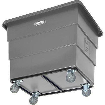 Global Industrial 12 Bushel Plastic Bulk Box Truck, Steel Chassis Base, 1000 lbs. Capacity, 4" Non-Maring Rubber Casters, Gray, 38-2/5"L x 28-9/10"W x 33" H - color: Gray