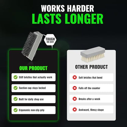 Grip Clean Nail Brush for Cleaning Fingernails – Heavy Duty Nail Brush with Extra Stiff Bristles - Fingernail Brush & Nail Scrubber Brush with Suction Cup Backing for Men & Women - 1 Pack - style: 1 Count (Pack of 1)