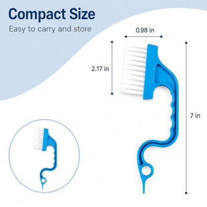 Window Track Cleaning Brush, Handheld Groove Cleaner Tool for Sliding Door and Window Sill, Ergonomic Handle Magic Dust Remover, Multipurpose Crevice Brush for Home Use, Blue