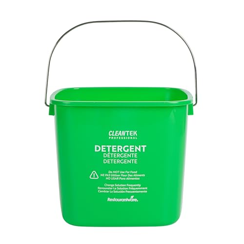 Restaurantware Plastic Bucket with Stainless Steel Handle Pack of 1, 6 Quart Plastic Cleaning Pail, Green Square Design, Measurement Graduations, for Janitorial and Foodservice Use - color: Green, size: 6 Quarts