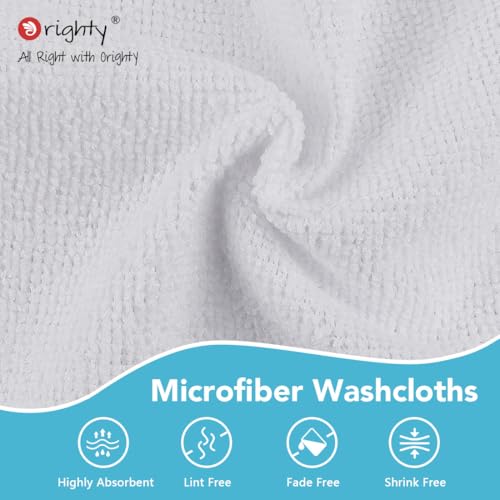 Orighty Washcloths Bulk, 200 Pack Highly Absorbent & Soft Feel Microfiber Face Towels, Multi-Purpose Wash Cloths & Hand Towels for Bathroom, Hotel, Spa, and Gym, 12x12 Inch, White - color: White
