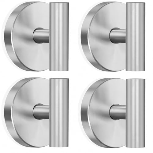 MOTAIPEAK Suction Cup Hooks for Shower, Shower Hooks for Inside Shower, No Drill Towel Hooks for Bathroom, Removable Suction Hooks for Glass, Mirror, Tile, Waterproof, Rustproof – Silver (4 Pack) - color: Silver, size: 4 Pack