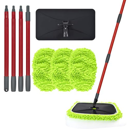 Mops for Floor Cleaning, Dust Mop for Hardwood Floors, Extra Large Floor Mop with Extendable Handle and 3 Reusable Chenille Mop Pads, Flat Dust Mops for Hardwood, Marble, Vinyl, Tile Floors Cleaning