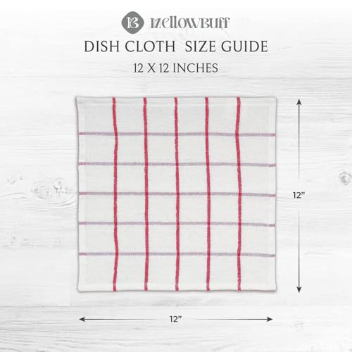 100% Cotton Terry Dish Cloth & Dish Towel, 8 Pack, Super Soft and Absorbent Kitchen Towels, Perfect for Kitchen Cleaning and Dish Washing (RED (Solid and Checks) 8 Pack) - color: Red (Solid and Check) - 8 Pack
