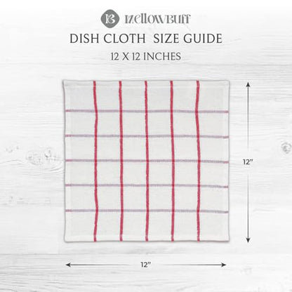 100% Cotton Terry Dish Cloth & Dish Towel, 8 Pack, Super Soft and Absorbent Kitchen Towels, Perfect for Kitchen Cleaning and Dish Washing (RED (Solid and Checks) 8 Pack) - color: Red (Solid and Check) - 8 Pack
