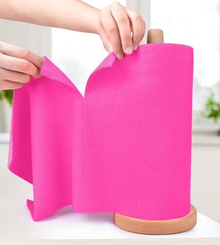 KitchLife Microfiber Cleaning Cloth Roll - Tear-Away Reusable Microfiber Paper Towels, Lint-Free, Washable, 20 Sheets for Kitchen, Car, Dishes, and Sensitive Surfaces (Hot Pink) - color: Hot Pink