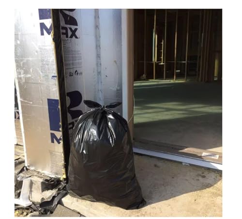 42 Gallon Heavy Duty Clean-Up Trash Bags – 50 Count, 3 Mil Thick, Tear & Puncture Resistant, Flap Tie Closure – Contractor, Commercial, Home Use – Black Garbage Bags