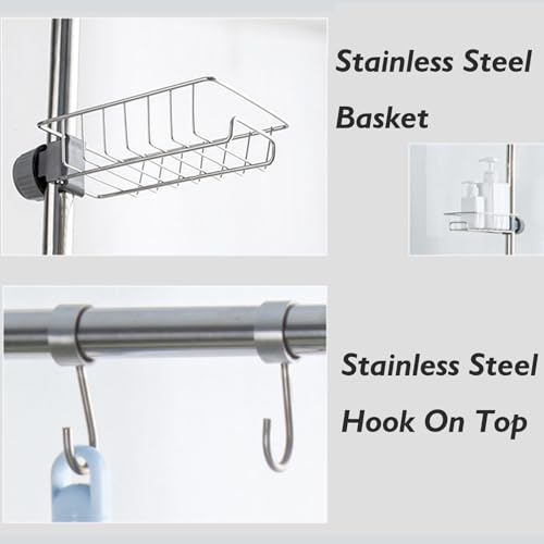 Mop and Broom Rack, Removable Broom Organizer Storage Tool Rack, Can Hold Wet Mops Stainless Steel Can Hold Long Handled Tools/Rakes/Brooms(176x70x49cm) - size: 176x70x49cm
