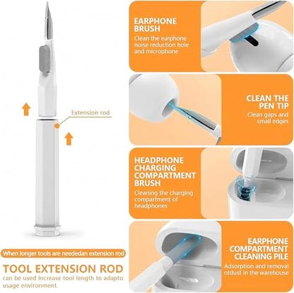 20-in-1 Electronics Cleaning Kit, Professional Keyboard Cleaner Kit with Retractable Brush, Earbud Cleaning Pen and Screen Cleaner for Keyboard, Computer, iPhone, Laptop, PC and Monitor - color: 20-in-1 White
