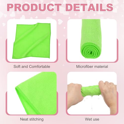 uxcell 10 Pcs Microfiber Cleaning Cloth, Kitchen Towels Reusable Microfiber Towels Highly Absorbent for Household Cleaning Supplies, Kitchen, Bathroom, Green(Square), 11.8" X11.8 - color: Green