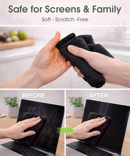 Microfiber Cleaning Cloth Roll - 100 Pack Tear Away Microfiber Paper Towels, Reusable, Washable, Scratch-Free, Kitchen Towels for Car, Home, Kitchen, Glass, Dishes (Black) - color: Black