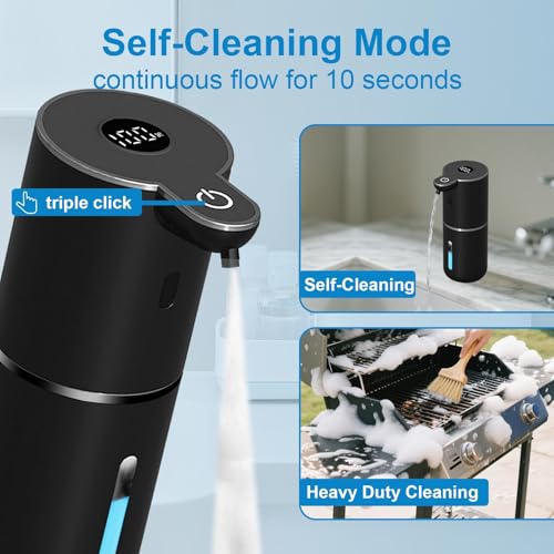 OHIFAST 2 Pack Automatic Foaming Soap Dispenser Touchless, USB Rechargeable Smart Hand Soap Dispenser, 6-Level Adjustable, 12.8oz/380mL, Compatible with Thick Thin Dish Soap for Bathroom Kitchen-Black - color: Black, style: 2 Pack Foam