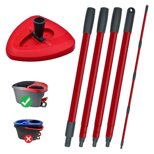 Mop Handle for Ocedar, Spin Mop Handle for O Cedar, 4-Section 30" to 58" Extendable Mop Handle Replacement for Ocedar, Mop Stick and Base for Ocedar Floor Cleaning, American Threaded Joint - size: Mop Handle(American Threaded Joint )&Base