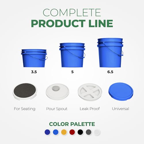 5-Gallon Blue Bucket Pail Container with Lid | Metal Handles with Plastic Grip | Multi-Use | Easy Stack and Store | Heavy-Duty, Approx 90 MIL, Extra Durable | Food Grade | BPA Free - 1 Pack - color: Blue, size: 1 Pack