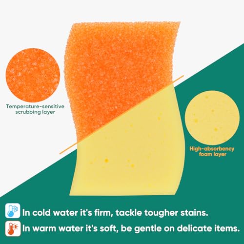 LAUNDRYLUX Scrub Sponge, 4 Pack Dual-Sided Temperature-Responsive Scrubber - Non-Scratch - Multipurpose Dish Sponges for Kitchens, Bathrooms, and Outdoor Use - S Shape - style: S Shape