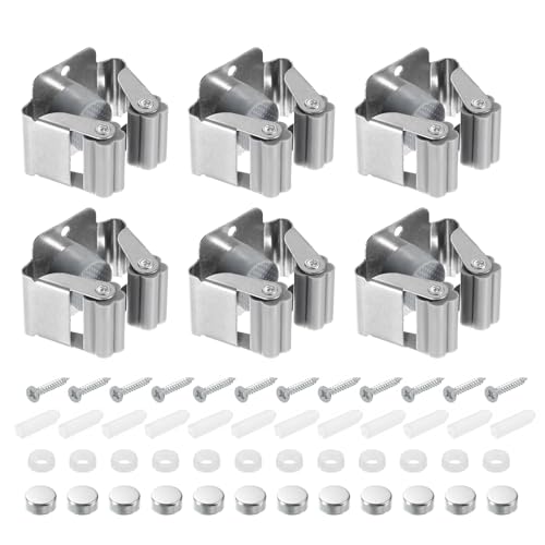 uxcell 12pcs Mop Broom Holder Wall Mount, 304 Stainless Steel Mop and Broom Holder, Wall Mounted Broom Hanger for Bathroom, Kitchen, Office, Grey - color: Grey