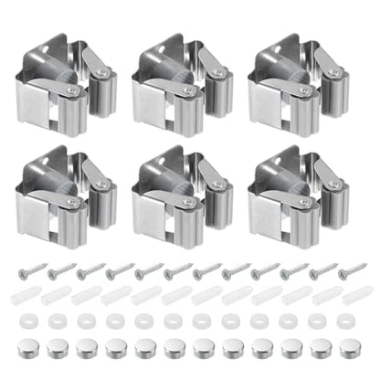 uxcell 12pcs Mop Broom Holder Wall Mount, 304 Stainless Steel Mop and Broom Holder, Wall Mounted Broom Hanger for Bathroom, Kitchen, Office, Grey - color: Grey