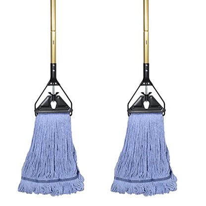 Midoneat Commercial Industrial Heavy Duty Mop with Long Handle,58" Looped-End String Wet Cotton Mops for Floor Cleaning, 2packs