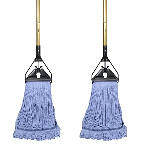 Midoneat Commercial Industrial Heavy Duty Mop with Long Handle,58" Looped-End String Wet Cotton Mops for Floor Cleaning, 2packs