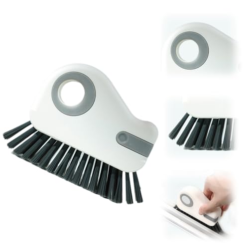 2026 New 2 in 1 Groove Cleaning Brush - Window Track Cleaner with Hidden Scraper, for Sliding Door Track, Window Seal (Gray) - color: Gray