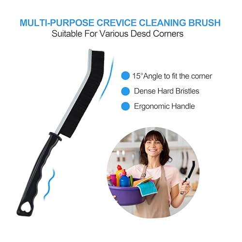 All-Purpose Hard Bristle Gap Cleaning Brush Set - Durable, Slim Design for Deep Reach into Tight Spaces - Versatile Household Crevice Cleaning Tool - 6Pcs, Black