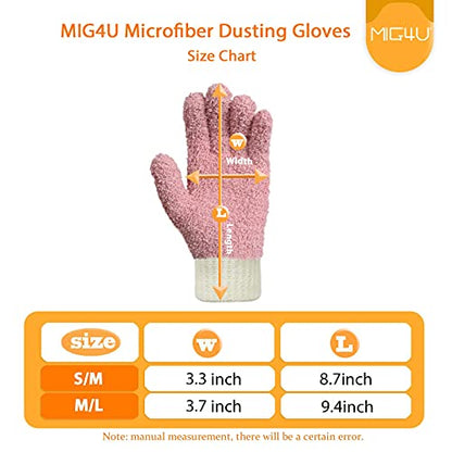 MIG4U Microfiber Dusting Gloves House Cleaning Glove for Blinds, Windows, Shutters, Furniture, and Car, Reusable Lint-Free Blue 1 Pair S/M - color: Blue 1 Pair, size: Small-Medium