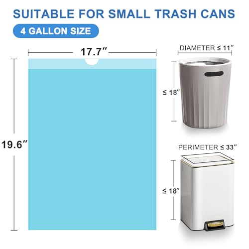 4 Gallon Trash Bags Drawstring 100 Count, JUKFITA Strong Small Garbage Bags, Unscented Trash Can Liners for Bathroom Restroom Office Kitchen, Blue - color: Blue, size: 100 Count (Pack of 1)