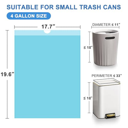4 Gallon Trash Bags Drawstring 100 Count, JUKFITA Strong Small Garbage Bags, Unscented Trash Can Liners for Bathroom Restroom Office Kitchen, Blue - color: Blue, size: 100 Count (Pack of 1)