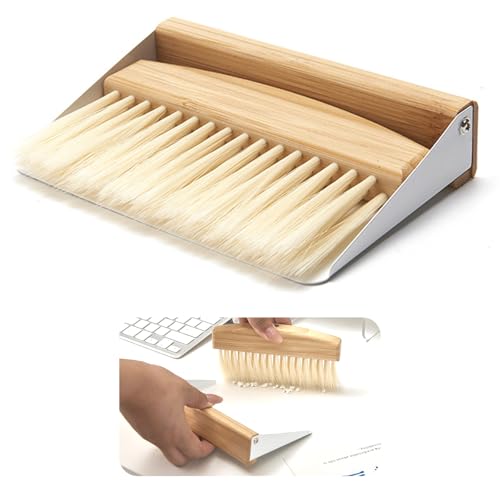 1 Set of mini Desktop Cleaning Broom and Dustpan Set, high-end Iron Sheet, Oak Wood, Sword Hemp Portable Desktop Cleaning Products, Suitable for Home Offices